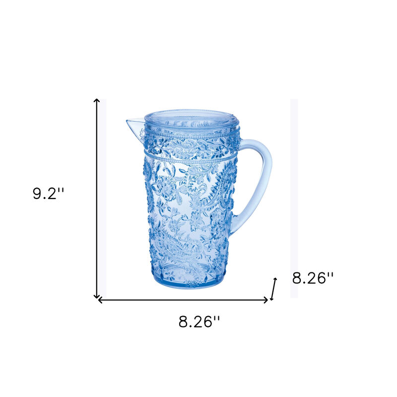 HomeRoots 2.5 Quart Blue Paisley Acrylic Pitcher image number 4