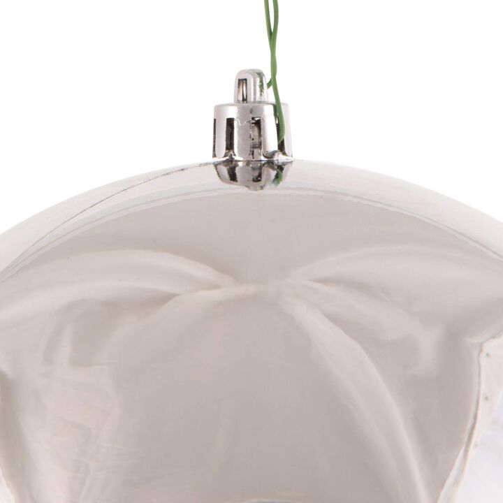 Vickerman 6" Silver Shiny Ball Ornament - Shatterproof UV Resistant Plastic, Glossy Finish, Drilled Cap with Floral Wire, Reliable for Hanging, 4 Pack, Perfect for Holiday Tree and D&eacute;cor Collection