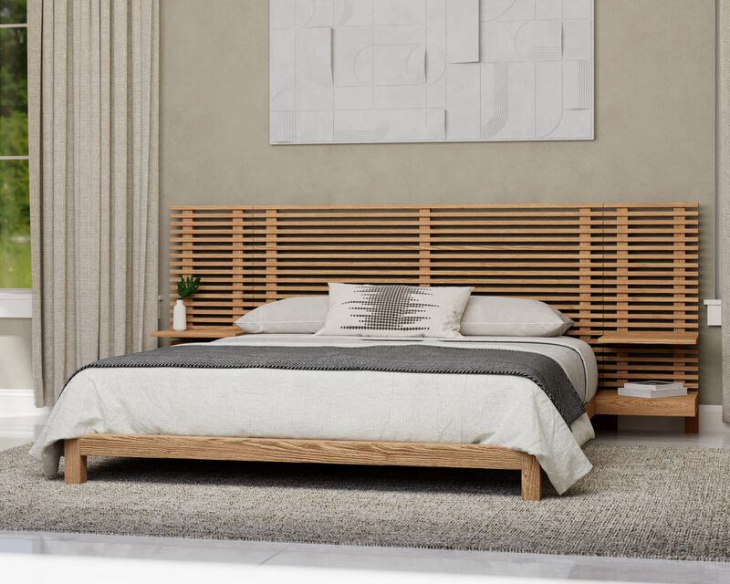 Tanner Solid Ash Wall Bed with Integrated Nightstands in Flaxen