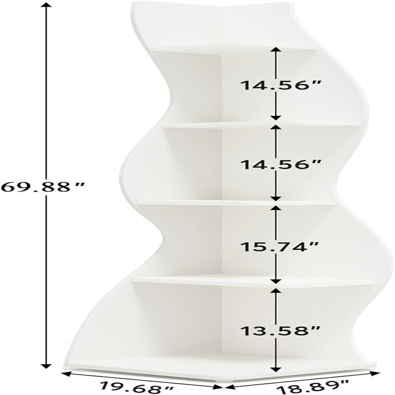 5-Tier Corner Shelving Unit for Home or Office Storage and Display image number 4