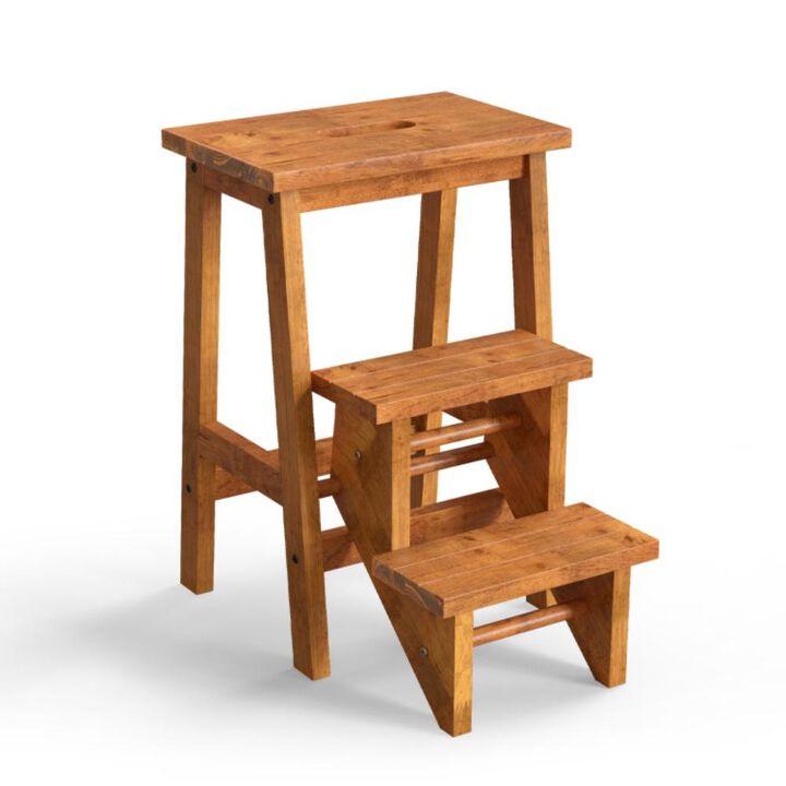 Hivvago 3-in-1 Rubber Wood Step Stool with Convenient Handle