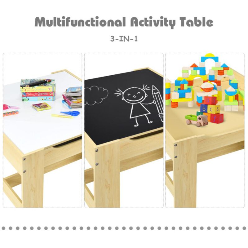 Hivvago Kids Table Chairs Set With Storage Boxes Blackboard Whiteboard Drawing