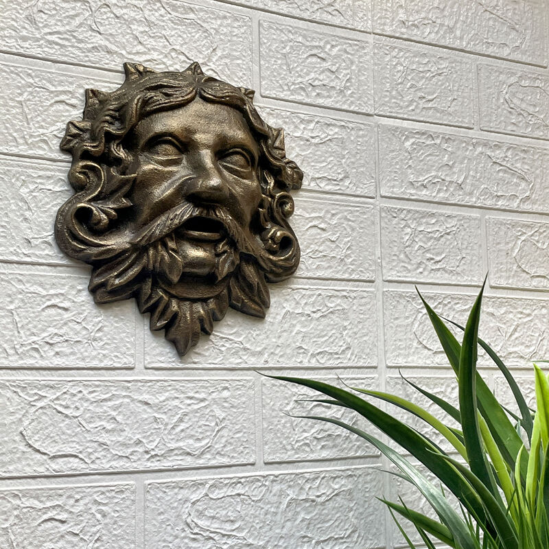 Cast Iron Green Man Wall D&eacute;cor - Bronze Finish - 9.75 inches Tall - Easy to Hang image number 6
