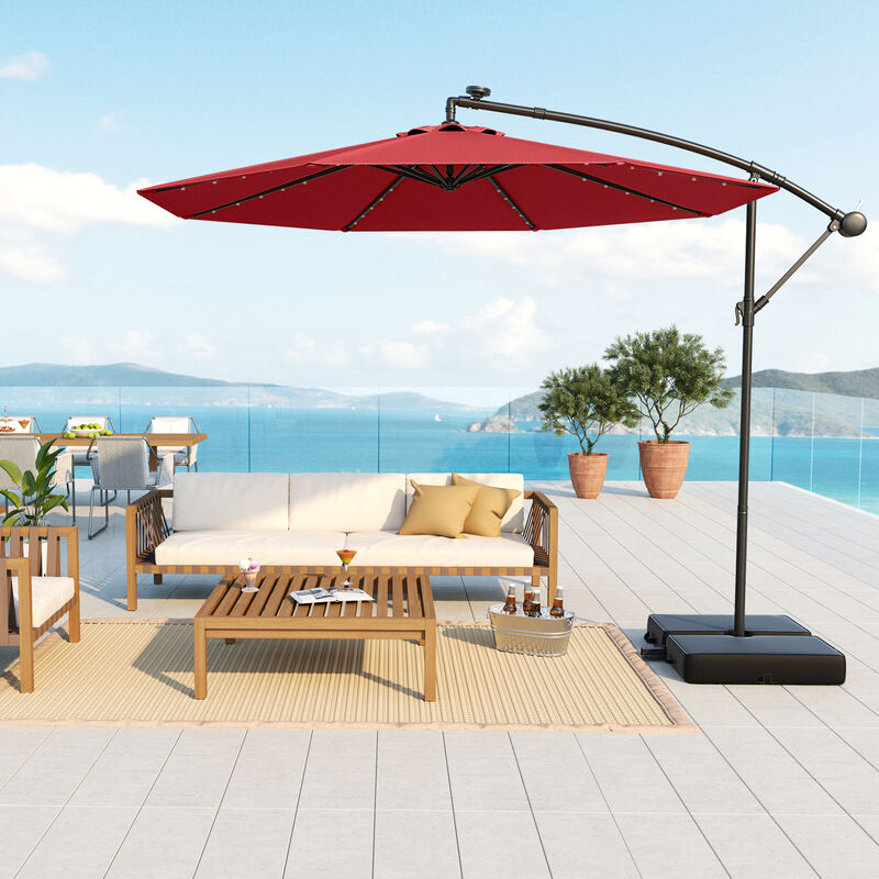 Patio Umbrella Offset Cantilever Umbrella with 40 Solar Powered Lights