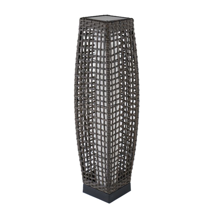 Mondawe Waist Drum Rattan Floor Lamp, Square Hollow Woven Design for Indoor/Outdoor Ambiance Lamp