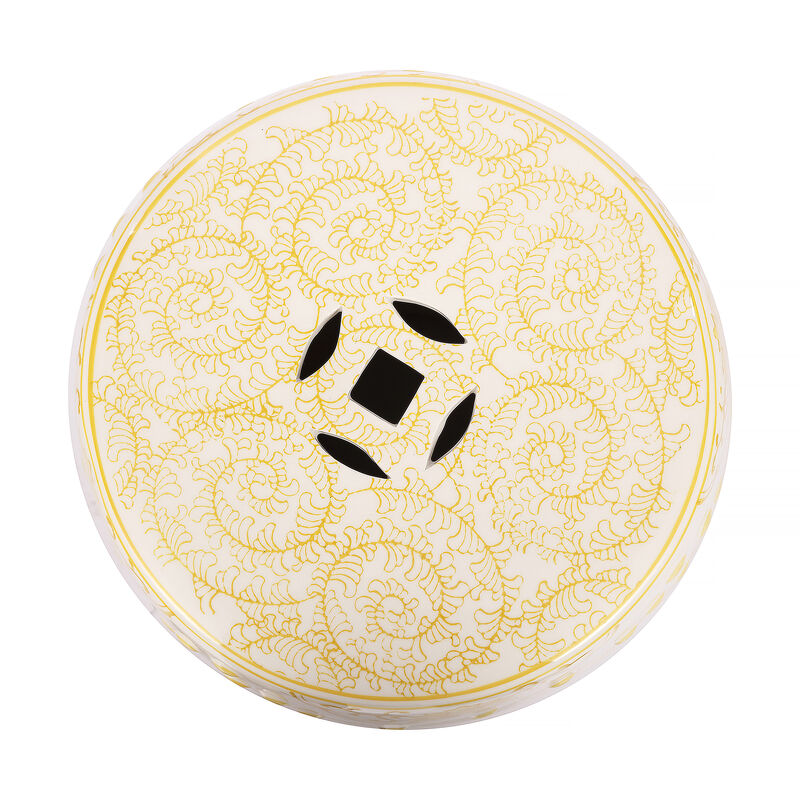 Double Happiness Chinoiserie Ceramic Drum Garden Stool