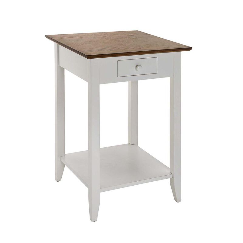 Convenience Concepts American Heritage 1 Drawer End Table with Shelf, Driftwood/White