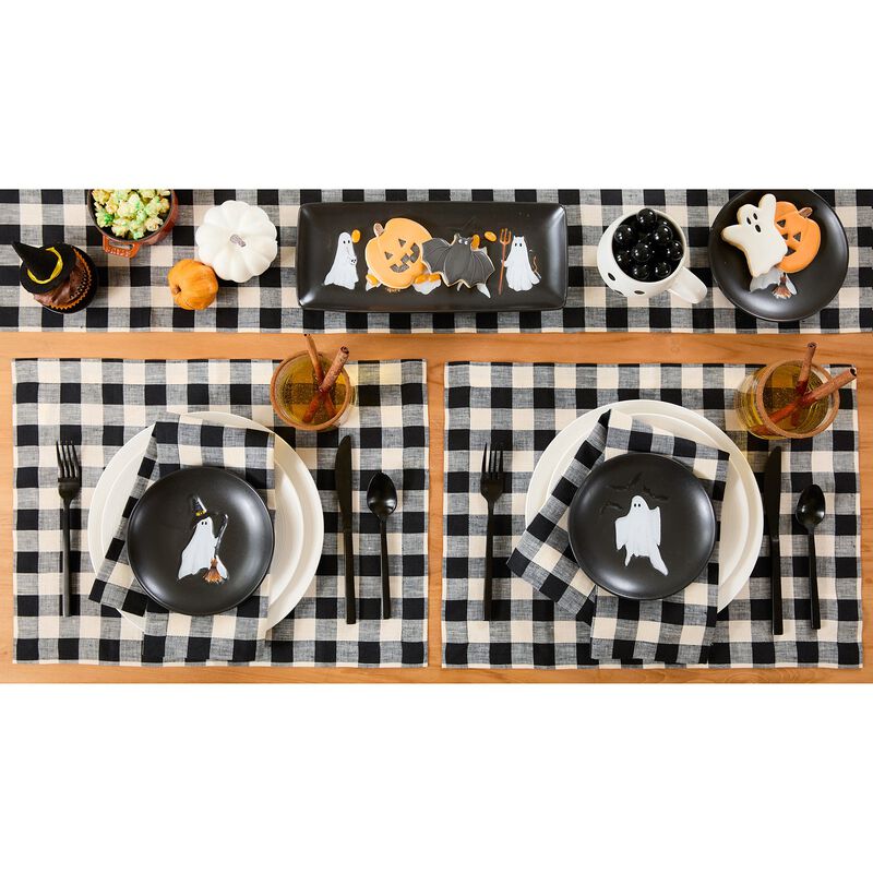 Solino Home Morgan Check 100% Linen Placemats &ndash; Set of 4, 14 x 19 in, Machine Washable, Holiday and Everyday Dining