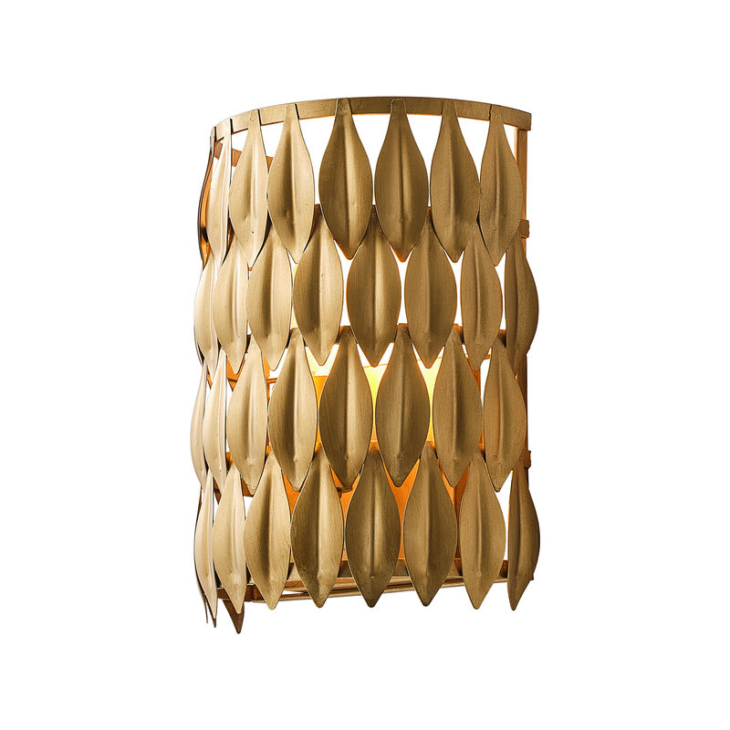 7" 1-Light Bohemian Antique Gold Metal Leaf Sconces for Bedroom, Hallway or Entryway image number 0