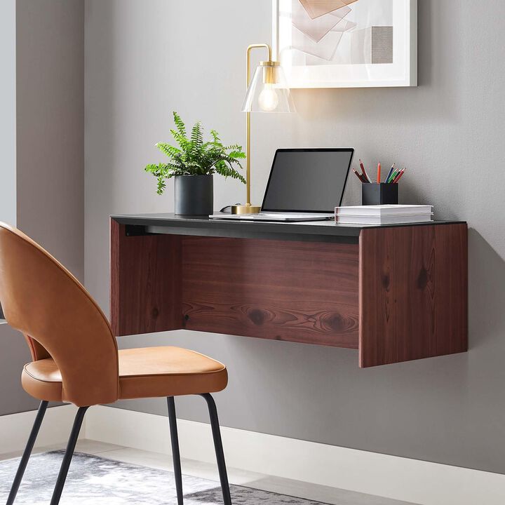 Modway EEI-6206-BLK-CHE Kinetic 38" Wall-Mount Office Desk, Black Cherry