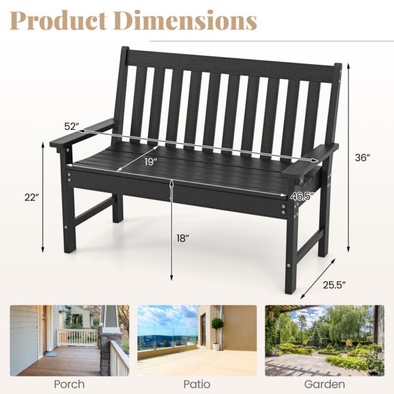 Hivvago All-Weather HDPE Outdoor Bench with Backrest and Armrests