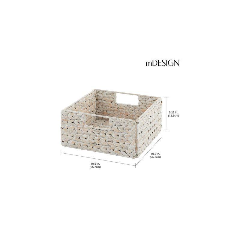 mDesign Woven Hyacinth Kitchen Storage Organizer Basket Bin, 4 Pack, Gray Wash