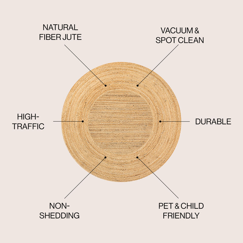 Harmony Boho Jute Circle Natural Round Area Rug