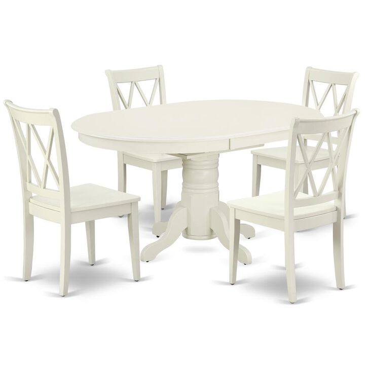 East West Furniture Dining Room Set Linen White, AVCL5-LWH-W