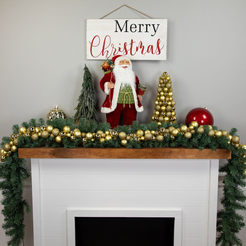 6' Shatterproof Ball Vegas Gold 3-Finish Christmas Garland image number 1