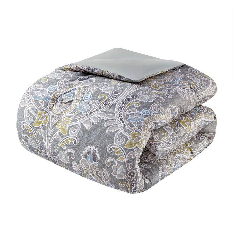 Gracie Mills Brant 6-Piece Damask Cotton Sateen Comforter Set