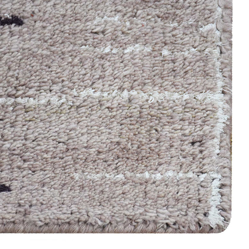 HAND KNOTTED WOOL Abstract AREA RUGS  - 5'x8', Rectangle Shape, Brown White Color, Abstract Modern, Medium Pile Handmade Area Rugs for Living Room, Bed Room (N00943)