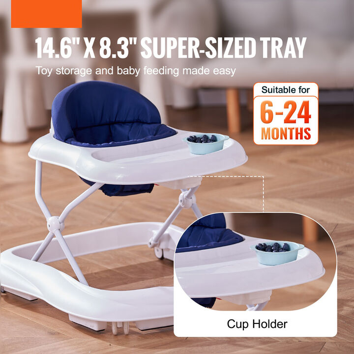 Baby Walker Foldable Toddler Activity Center with Adjustable Height and Wheels