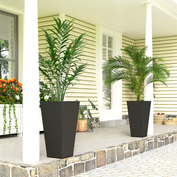 Hivvago 2-Pack Tall Plastic Planters for Entryway & Deck