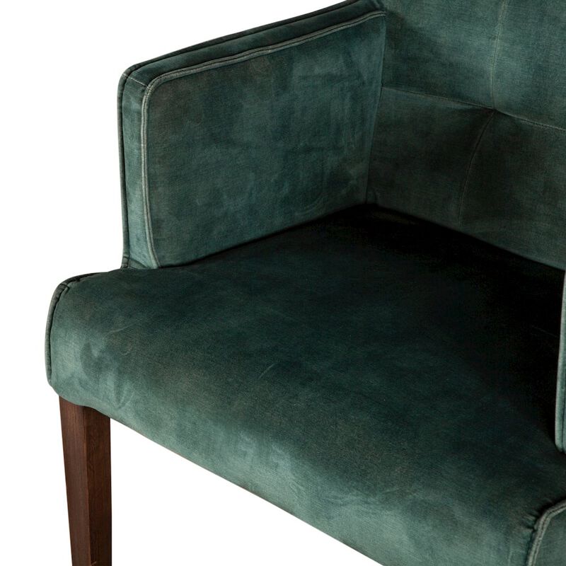 World Interiors Aven Armchair in Green Velvet with Dark Legs