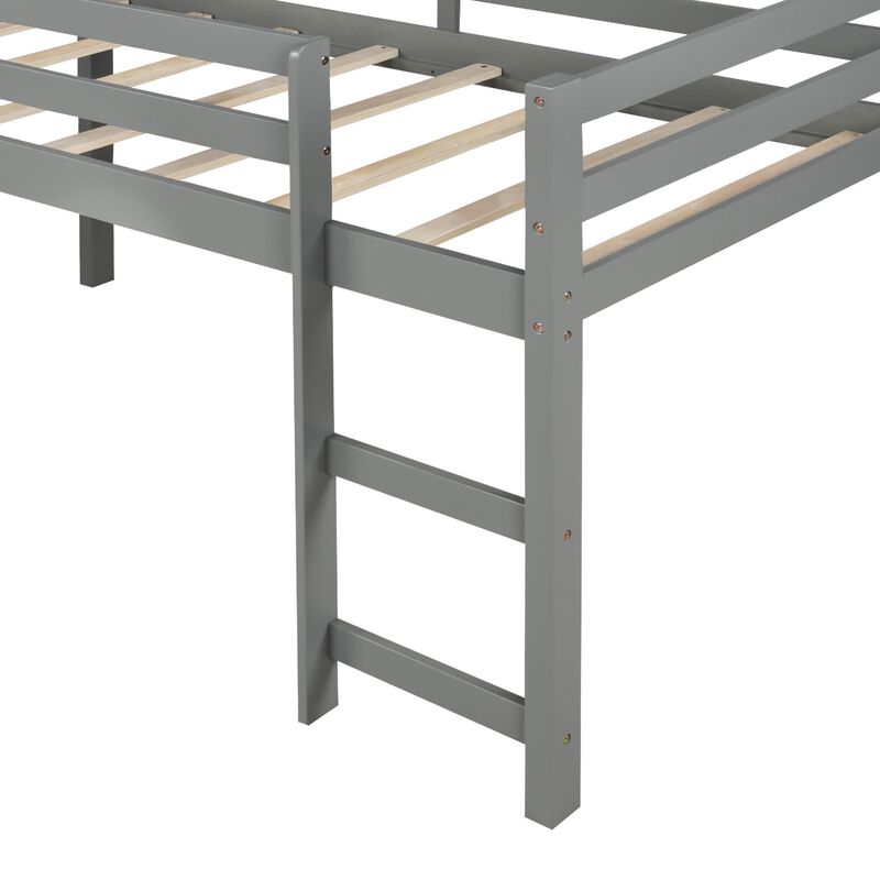 Durable Low Loft Bed with Slide &ndash; Playful Twin Frame with Built-In Ladder image number 5