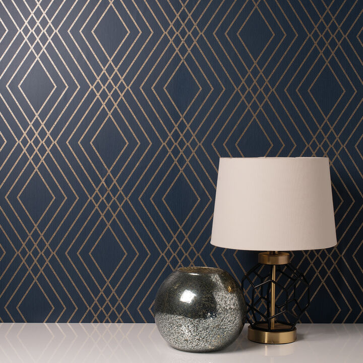 Shard Navy Trellis Wallpaper