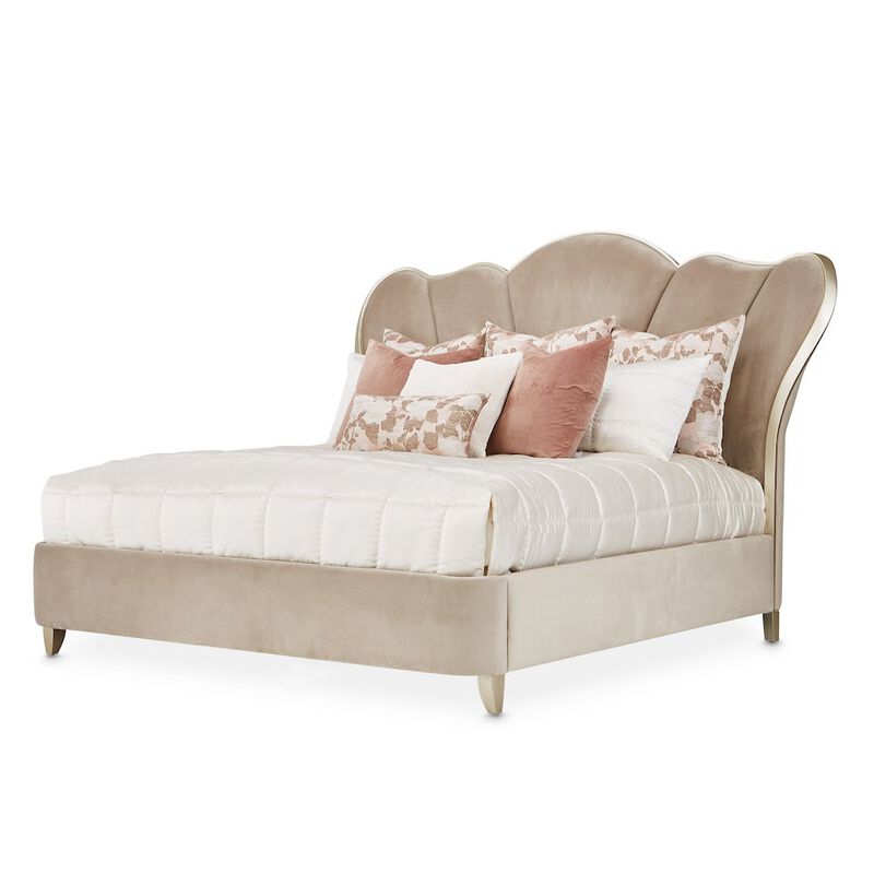 Michael Amini Villa Cherie Cal. King Channel Tufted Bed - Hazelnut