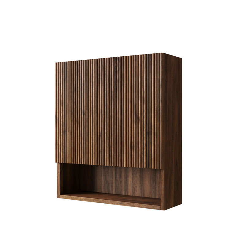 ELEMENT ACE Wall-Mounted Striped Bathroom Cabinet with Doors, Shelf and Open Storage Compartment image number 3