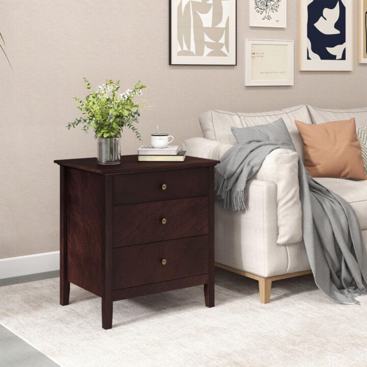 Hivvago 3 Drawers Nightstand Beside End Side Table Accent Table