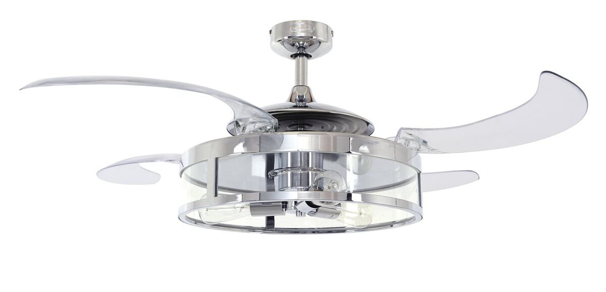 Fanaway Classic 48" Retractable Blade Ceiling Fan with Light and Remote, Modern Fandelier Ceiling Fan, Patented Design Technology, Stronger Thicker Blades