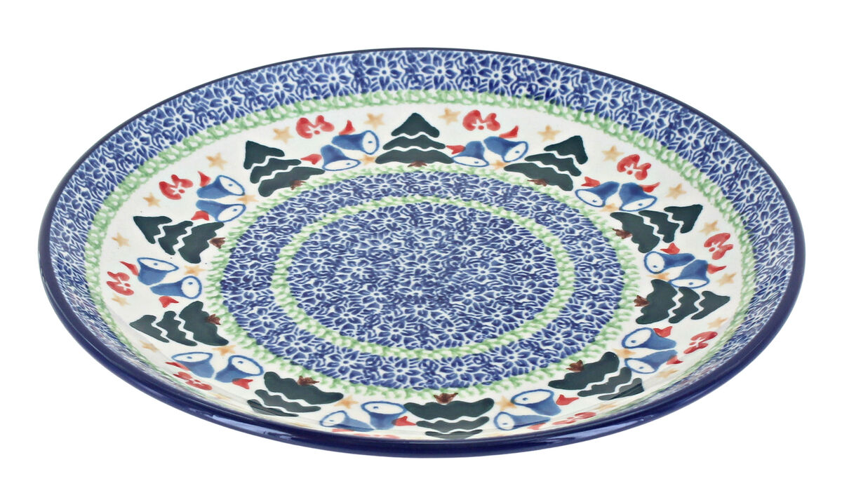 Blue Rose Polish Pottery Day Lily Bouquet Dessert Plate