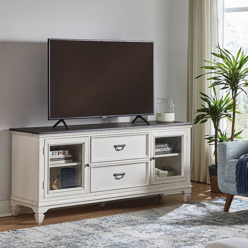 Liberty Furniture Allyson Park Entertainment Center - Wirebrushed White with Charcoal Tops image number 4