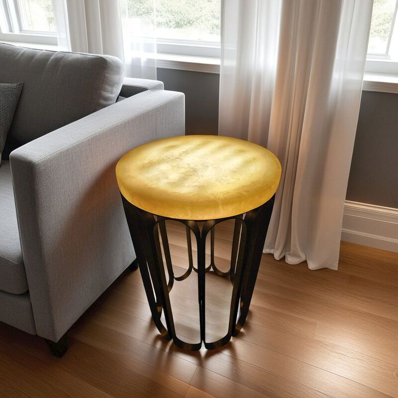 Carolina Chair & Table Luminous Glow Marble Top and Base Side Table - Antique Copper