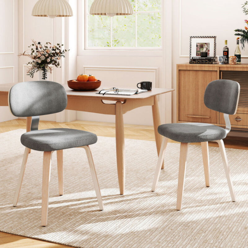 Wooden Dining Kitchen Chairs Set of 2 with Soft Chenille Fabric Upholstery image number 1