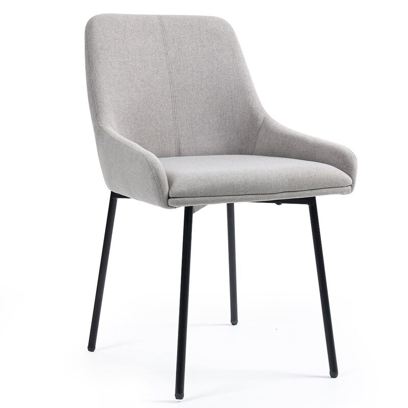 Glamour Home Set of 2 Banner Gray Fabric Dining Chair with Iron Legs