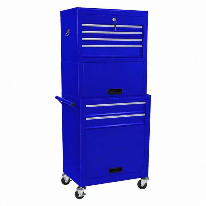 ELEMENT ACE 2-in-1 Detachable Lockable 6-Drawer Rolling Tool Cabinet with Universal Wheels Storage Organizer for Garage Workshop and Repair Shop Use