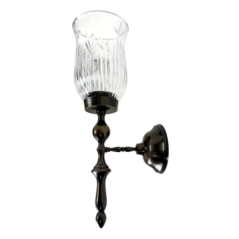 Wall Candle Sconce Bronze Finish Lead Crystal Glass 15 In Metal And Glass image number 4