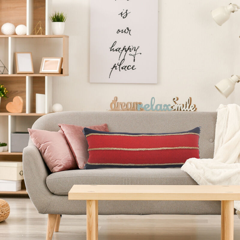 Soft Cotton Striped Zippered Pillow – Stylish Decorative Cushion for Sofa, Chair, or Bed