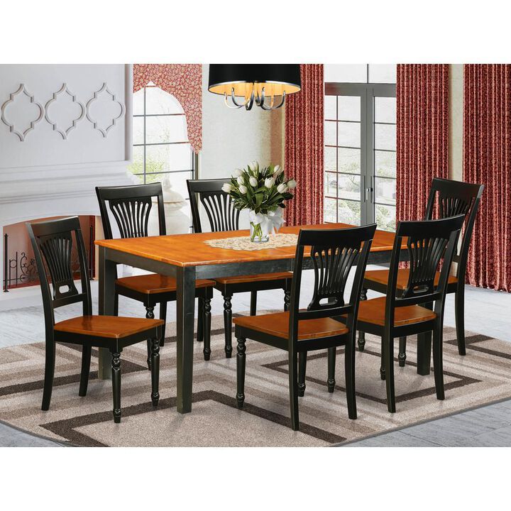 7 PC Table set-Dining Table and 6 Wood Dining Chairs