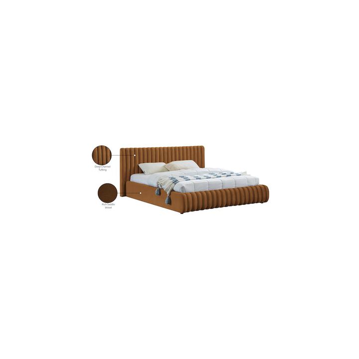 Meridian Furniture Nico Saddle Velvet Queen Bed