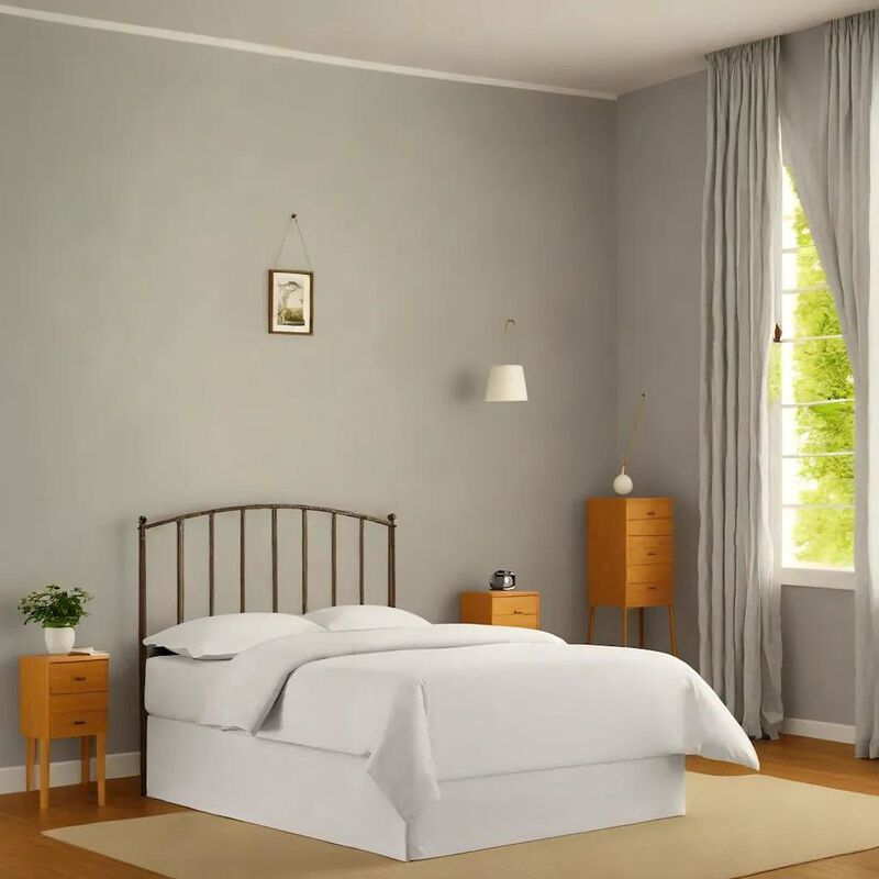 FurniFact Stylish Black Steel Headboard Featuring Modern Farmhouse Design for King Beds