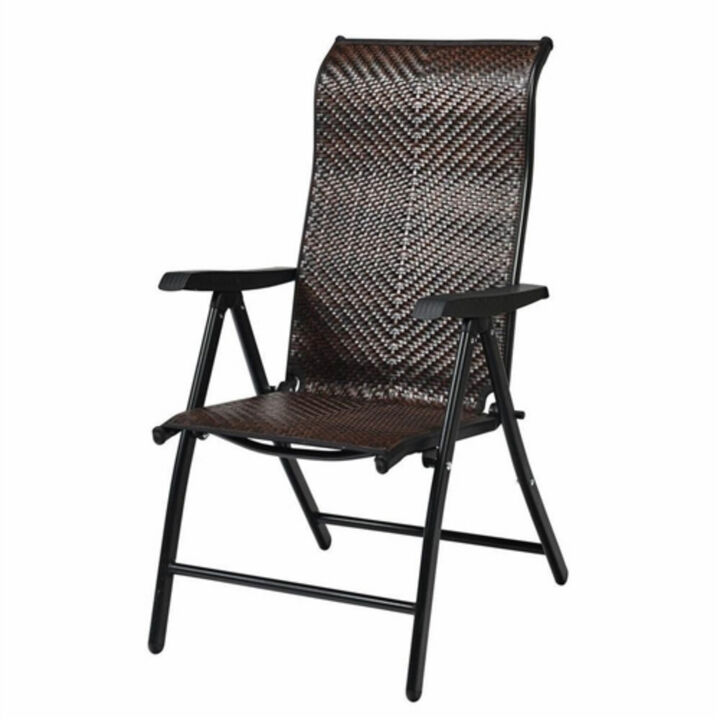 Outdoor Heavy Duty Rattan Folding Patio Chair for Backyard or Deck Seating