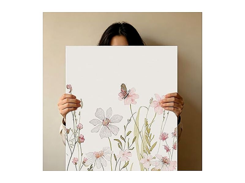 Wildflower Wall Art Set 3 Pink Floral Canvas Gallery Wrapped Aesthetic Decor image number 3