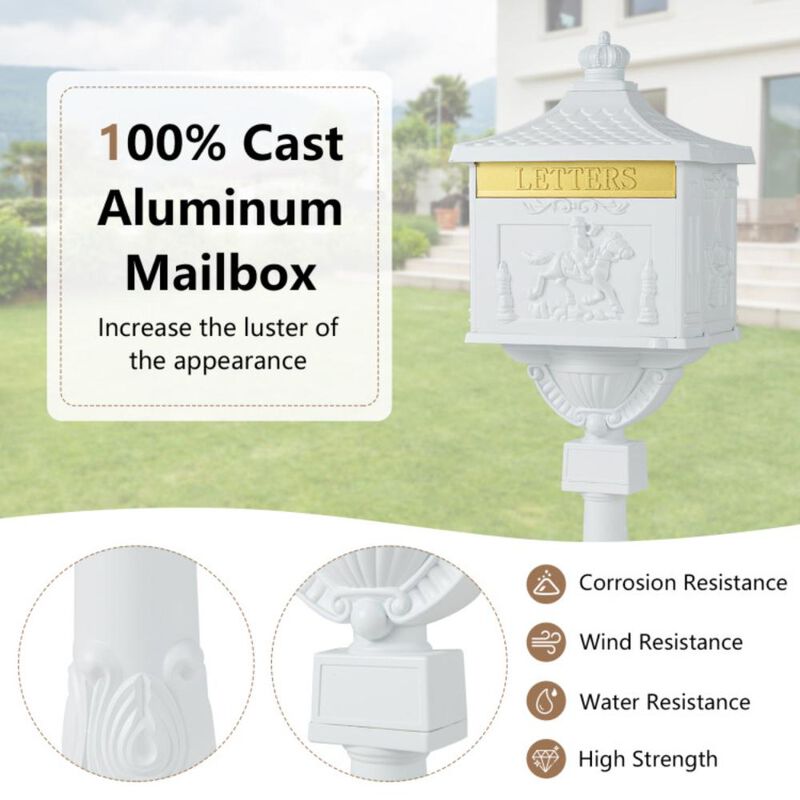 Hivvago Retro Cast Aluminum Mailbox Security Postal Letter Box with Baffle Door