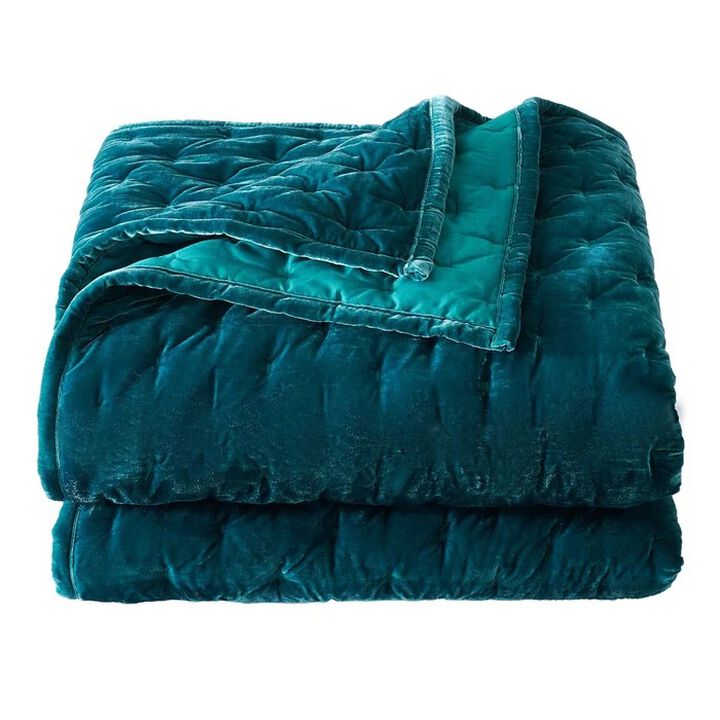 Stella Pintuck Teal Full/Queen Quilt Set