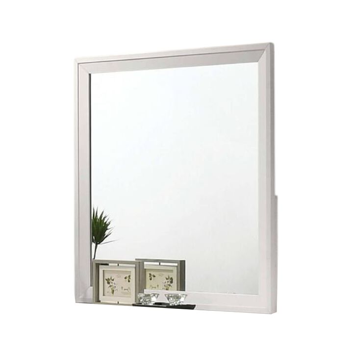 Tory Dresser Mirror, 36 Inch Rectangular, Classic White Solid Wood