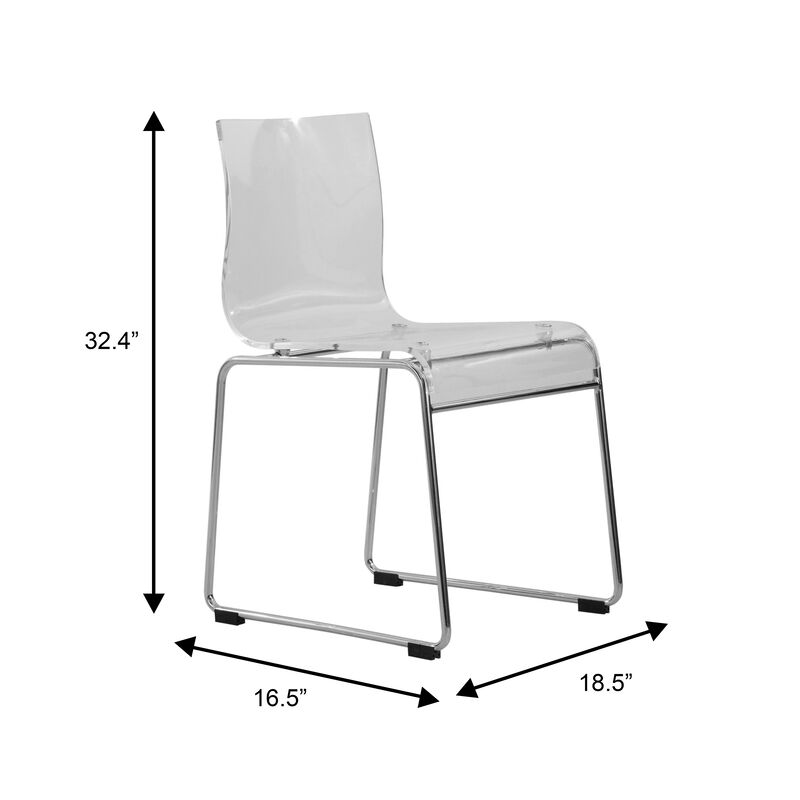 LeisureMod Lima Modern Acrylic Chair with Molded Seat and Chrome Legs, Stylish and Durable Design Perfect for Kitchen, Dining Room, Office, or Lounge