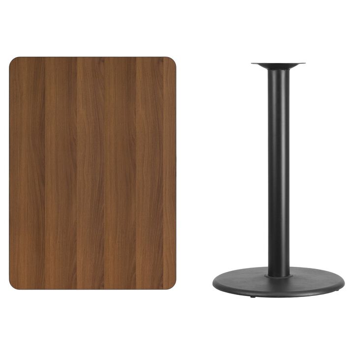 Flash Furniture 30'' x 42'' Rectangular Mahogany Laminate Table Top with 24'' Round Bar Height Table Base