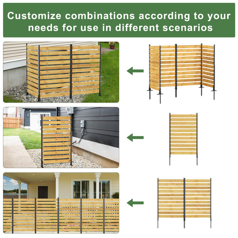 Cedar Wood Privacy Wall &ndash; Outdoor Screen Fence for Backyard Equipment & Trash image number 3
