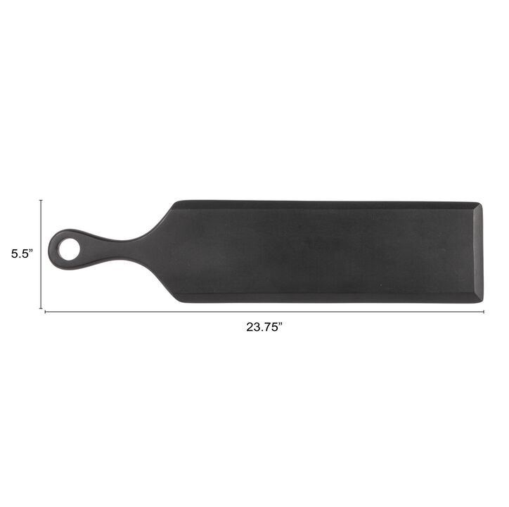 Mango Wood Cheese and Cutting Board with Round Opening on Handle, Black